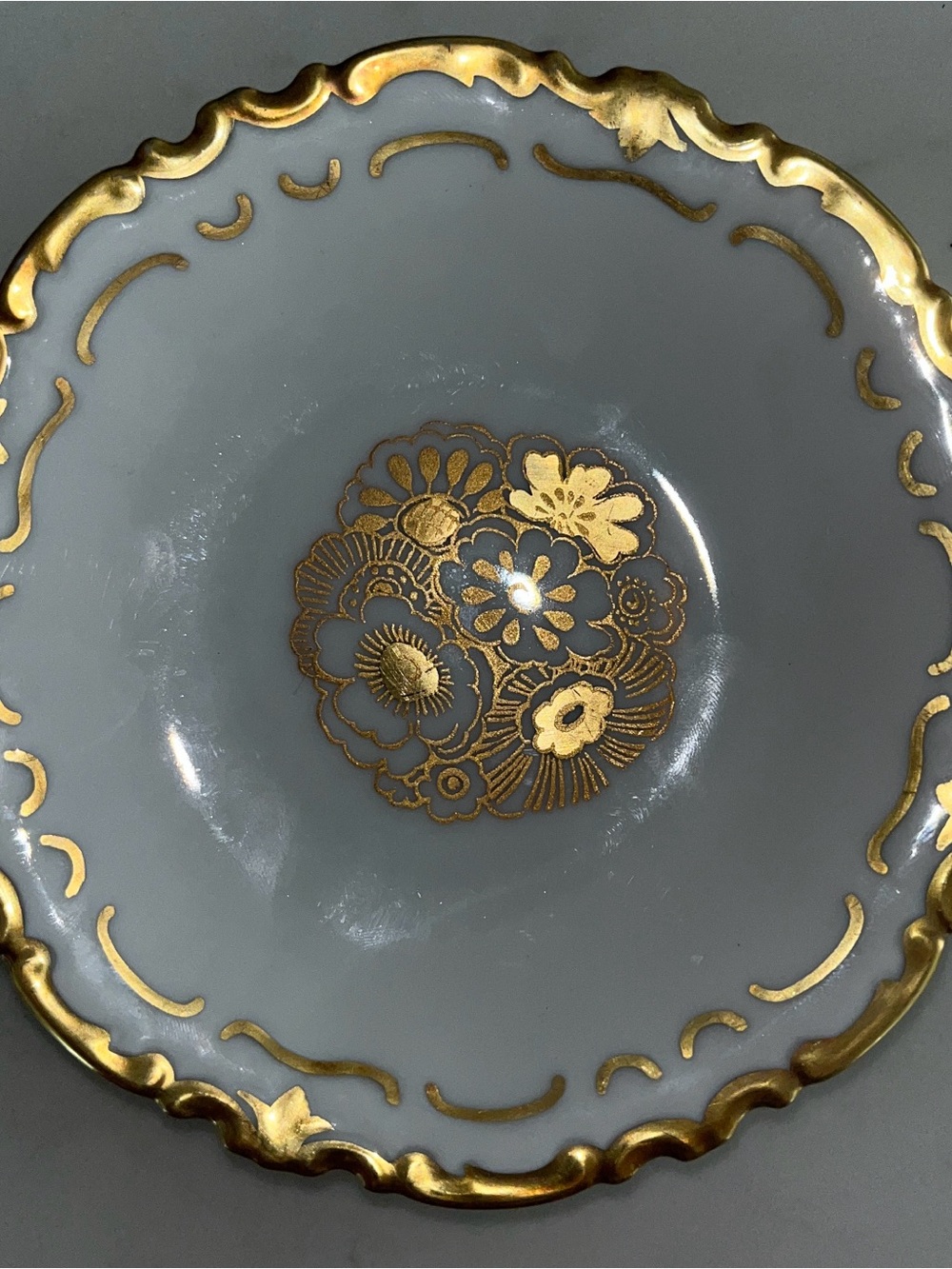Reichenbach Elegant White Porcelain Bowl with Gold Floral Accent
